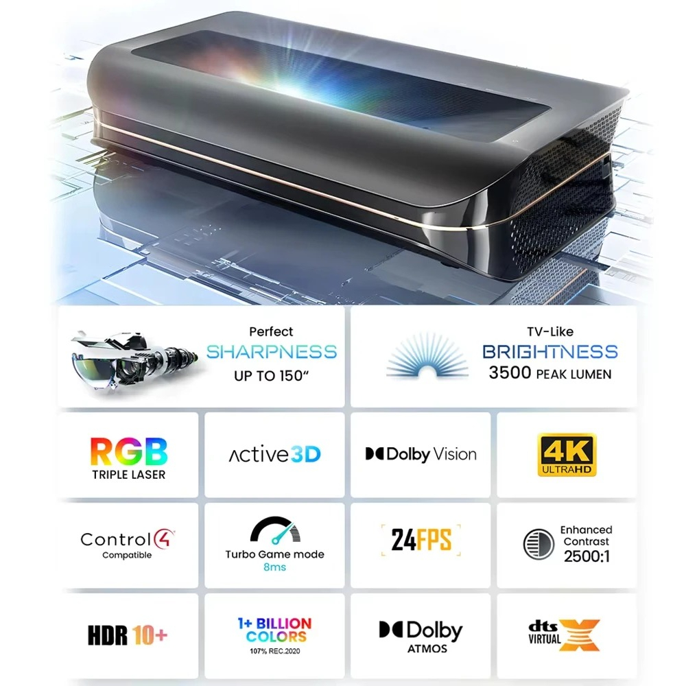 シネマスマートTVプロジェクター HDR10+ビーム3Dレー - Home Cinema Tv のレビューと価格
