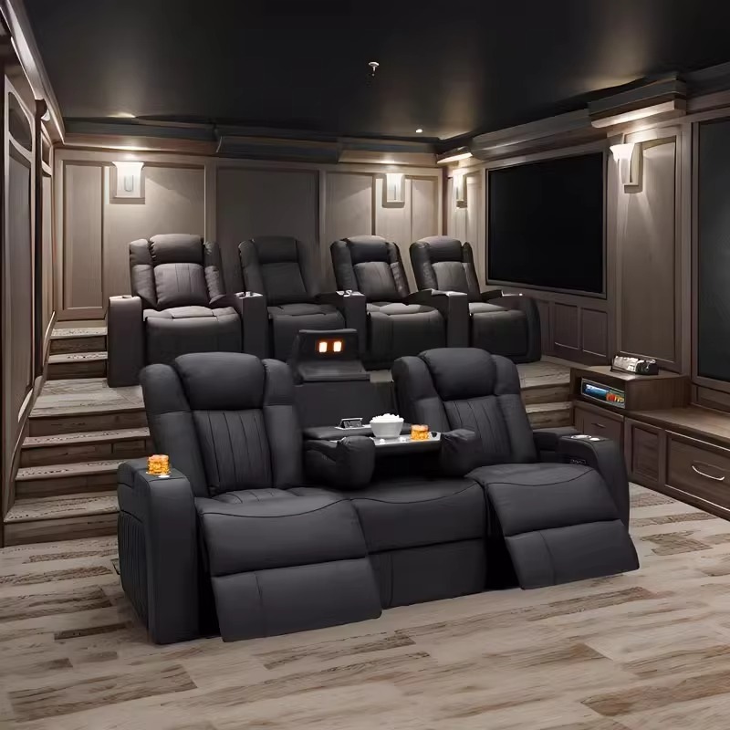 革製リクライニングソファセット 電動リクライニング ホームシ - Home Cinema Chairs のレビューと価格