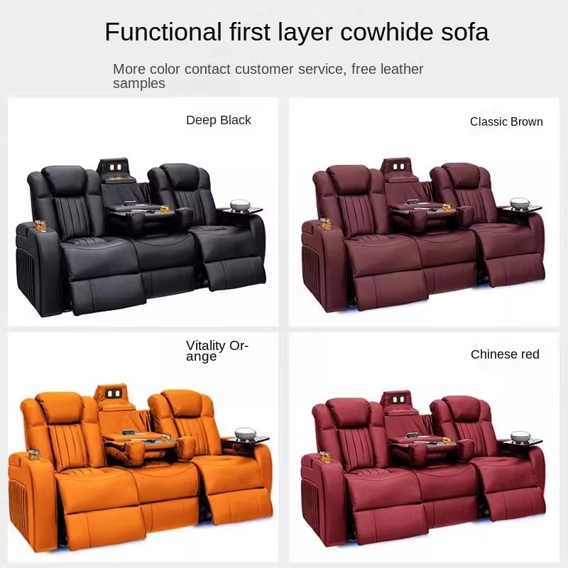 革製リクライニングソファセット 電動リクライニング ホームシ - Home Cinema Chairs のレビューと価格